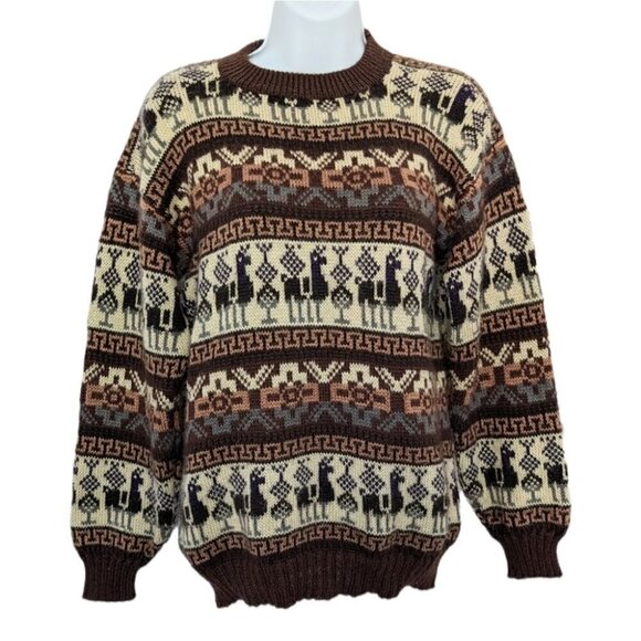 Chompa Peruvian alpaca wool crew nec sweater size Small medium B3 - Picture 1 of 7